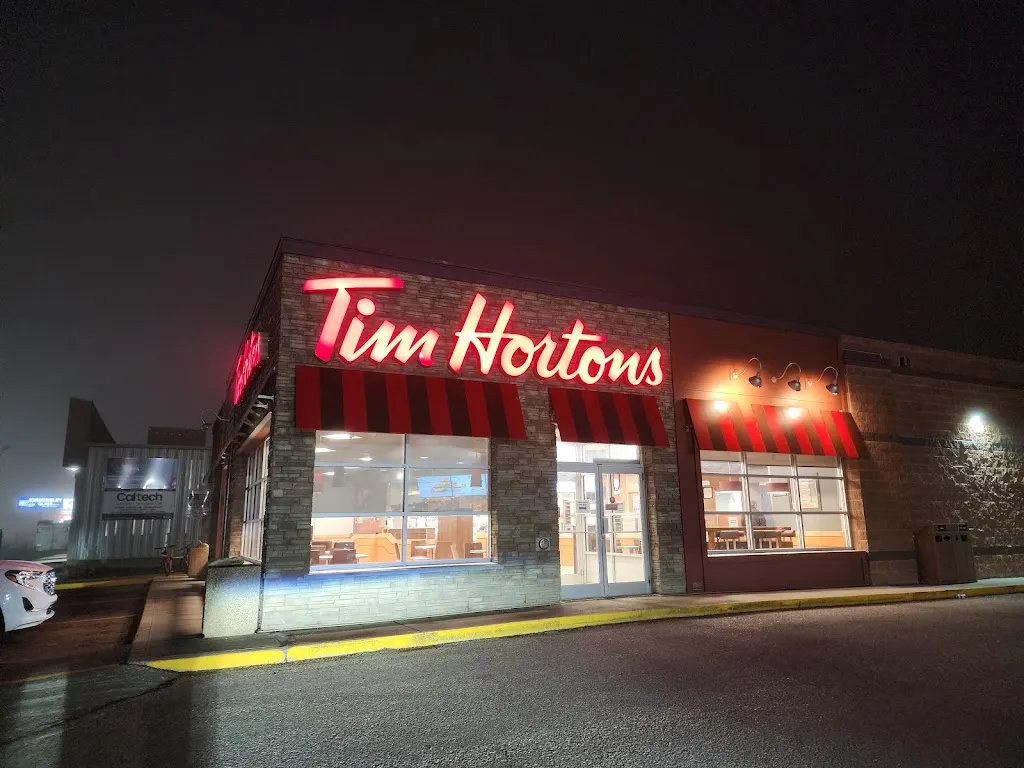 Tim Hortons storefront and interior at 201 11th Ave East, Kindersley, SK