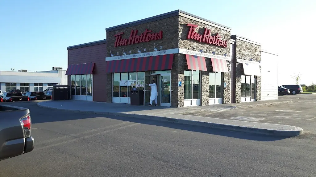 Tim Hortons storefront and interior at 712 9th St West, Meadow Lake, SK