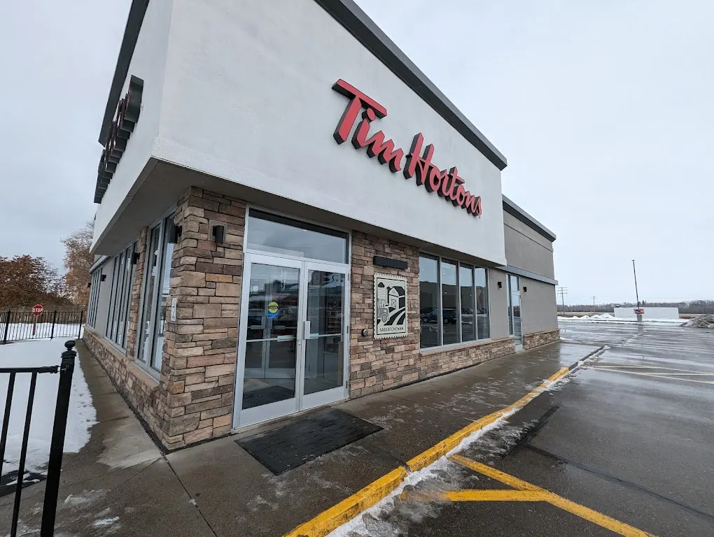 Tim Hortons storefront and interior at 1511 Hiighway 35 South, Nipawin, SK