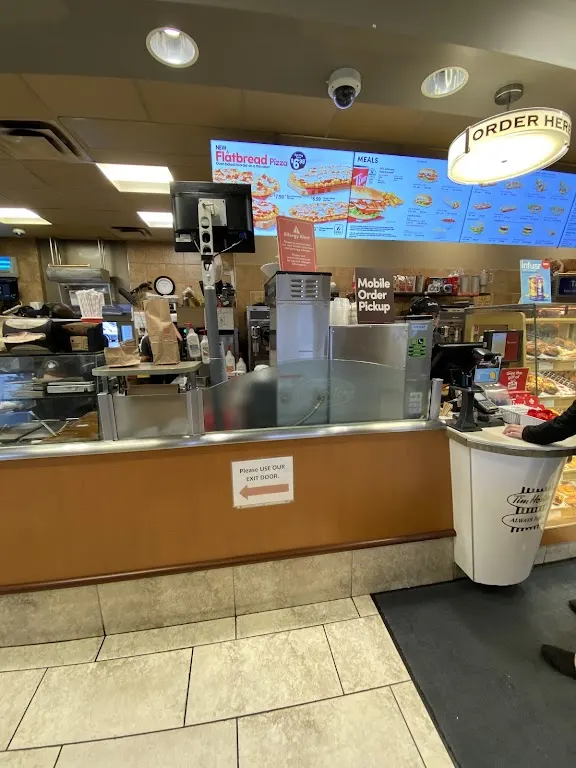 Tim Hortons storefront and interior at 800 15th St East, Prince Albert, SK