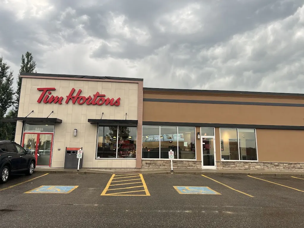 Tim Hortons storefront and interior at 5855 Rochdale Blvd, Regina, SK