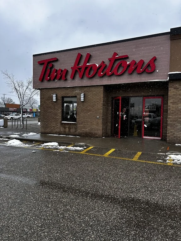 Tim Hortons storefront and interior at 1619 Idylwyld Dr N, Saskatoon, SK