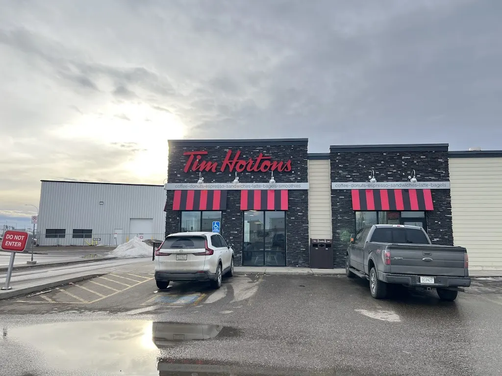 Tim Hortons storefront and interior at 3803 Millar Ave, Saskatoon, SK