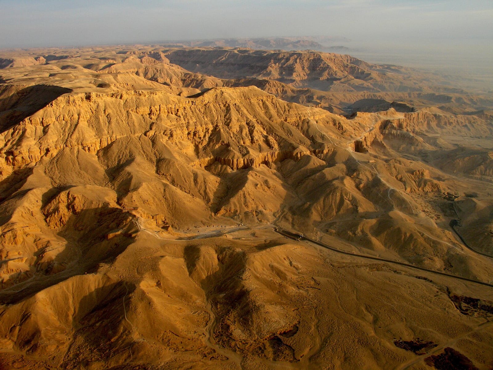 The dry valley and tomb entrances at the Valley of the Queens
