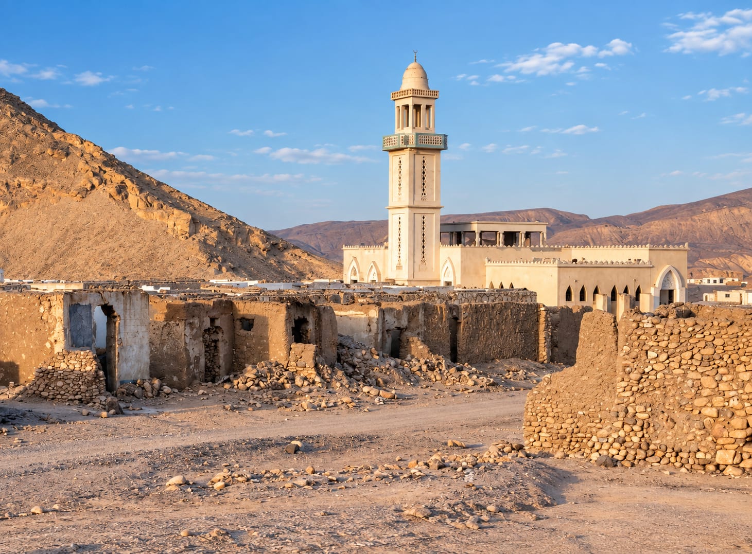Ghost City Umm El Howeitat in the Eastern Desert mountains