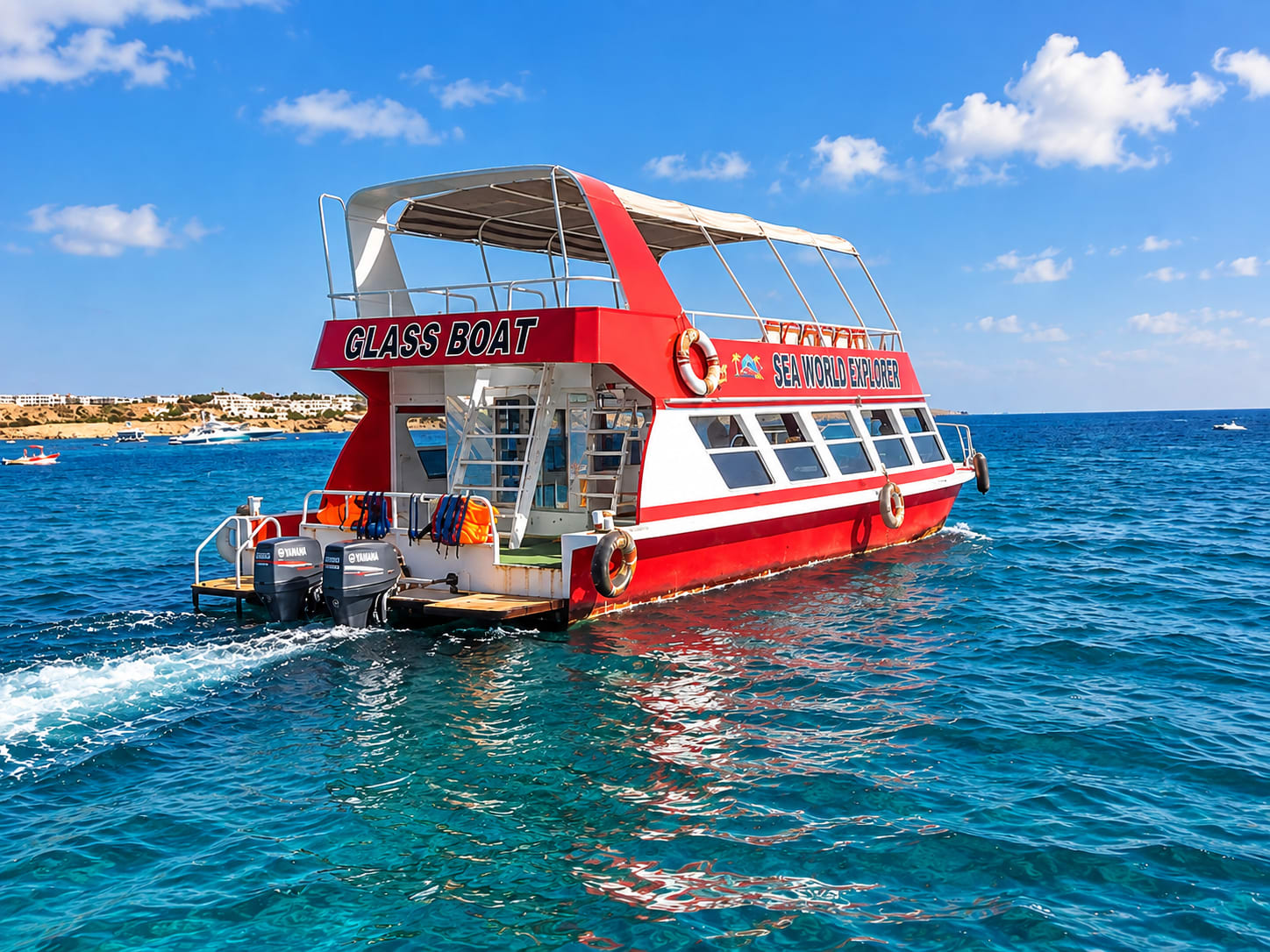 A glass-bottom boat over the reef off Hurghada