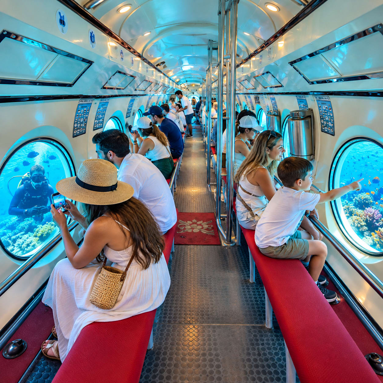 The reef the submarine passes