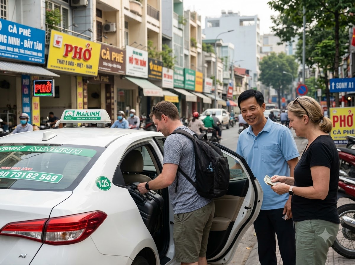 Tài xế taxi đón khách ngoại Taxi đón khách