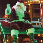 Santa Comes Down Townlift in Park City