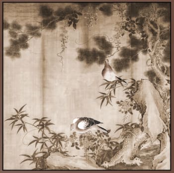 Canvas brun svevelist Pigeons sur une branche 100x100