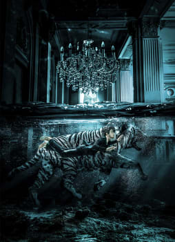 Glass art Boy&Tiger 80x120