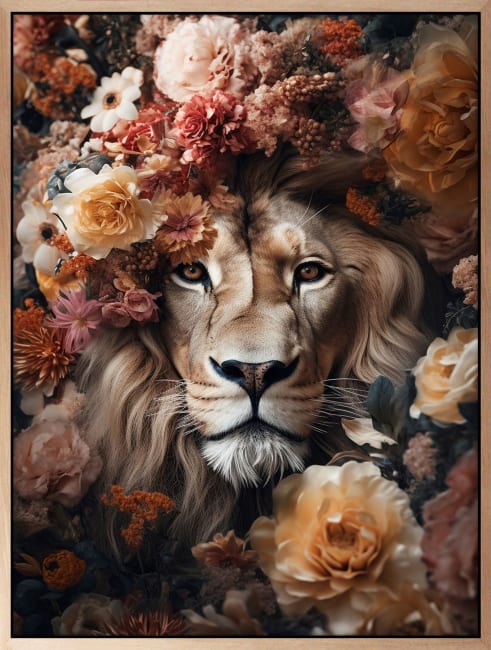 Canvas m/svevelist Floral Lion 100x150 UTGÅTT