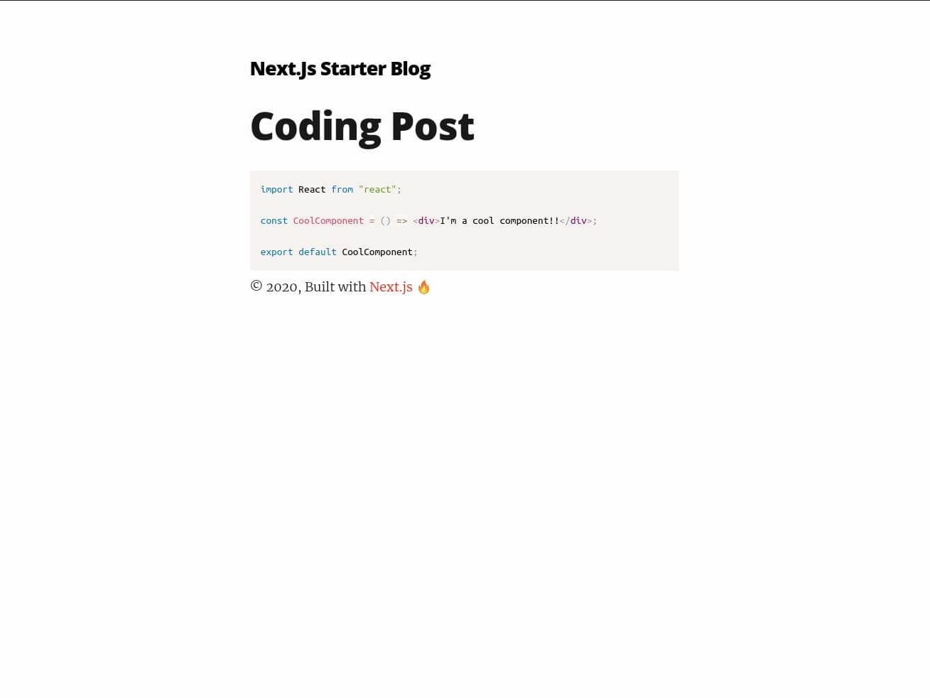 Post with highlighted code snippet