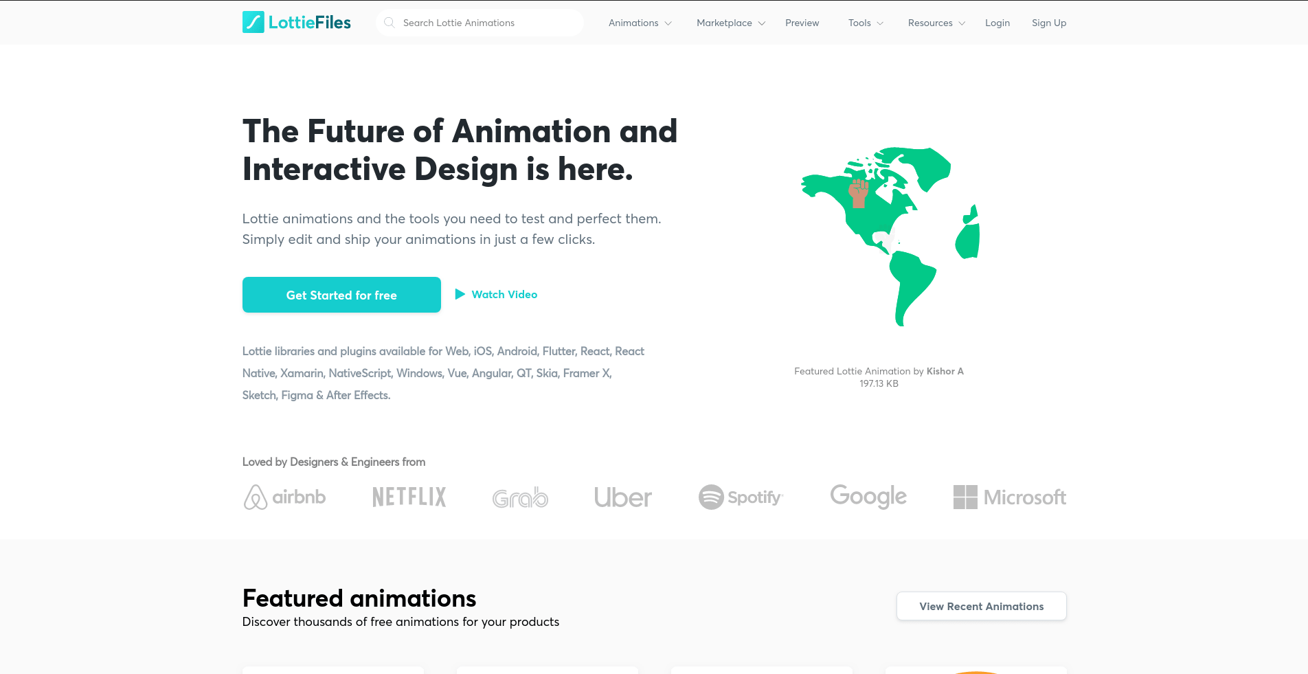 Lottie Files landing page