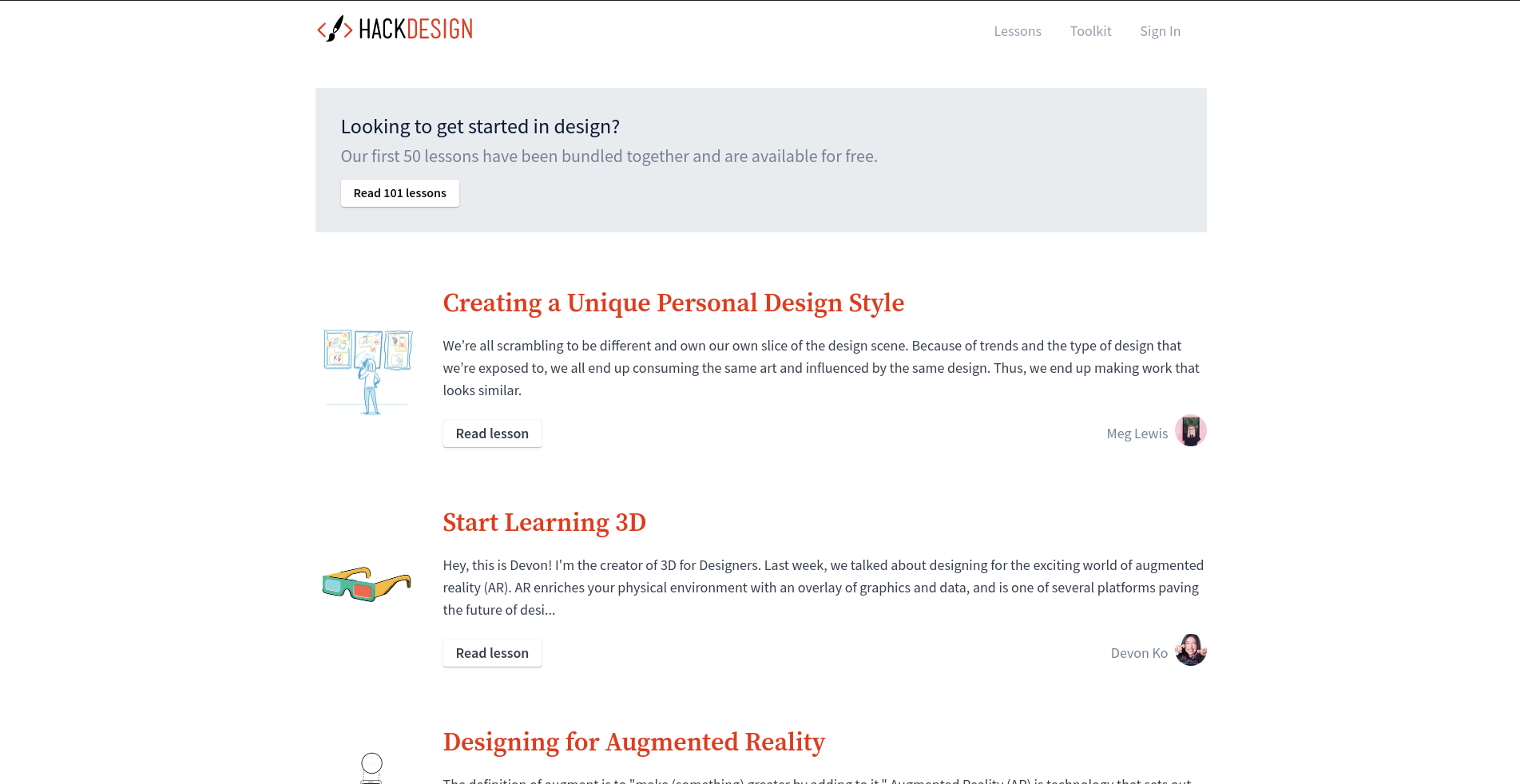 HackDesign landing page