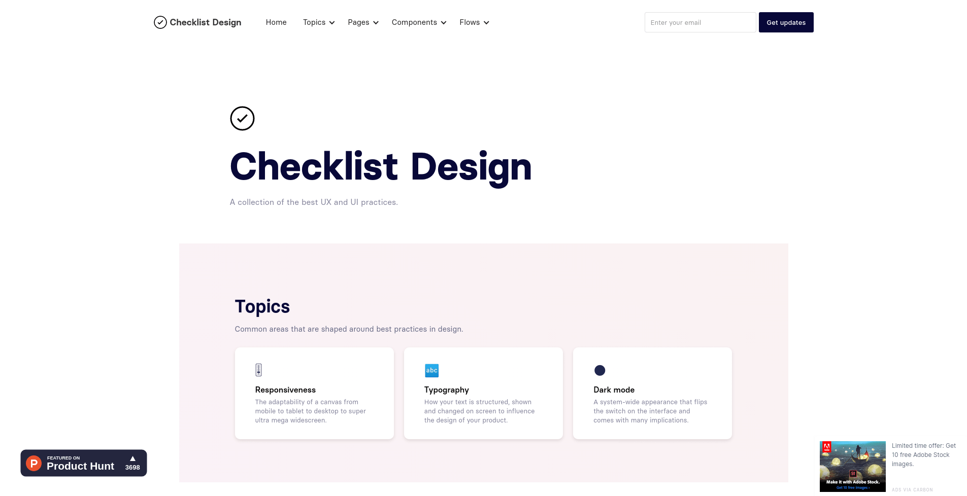 Checklist Design landing page