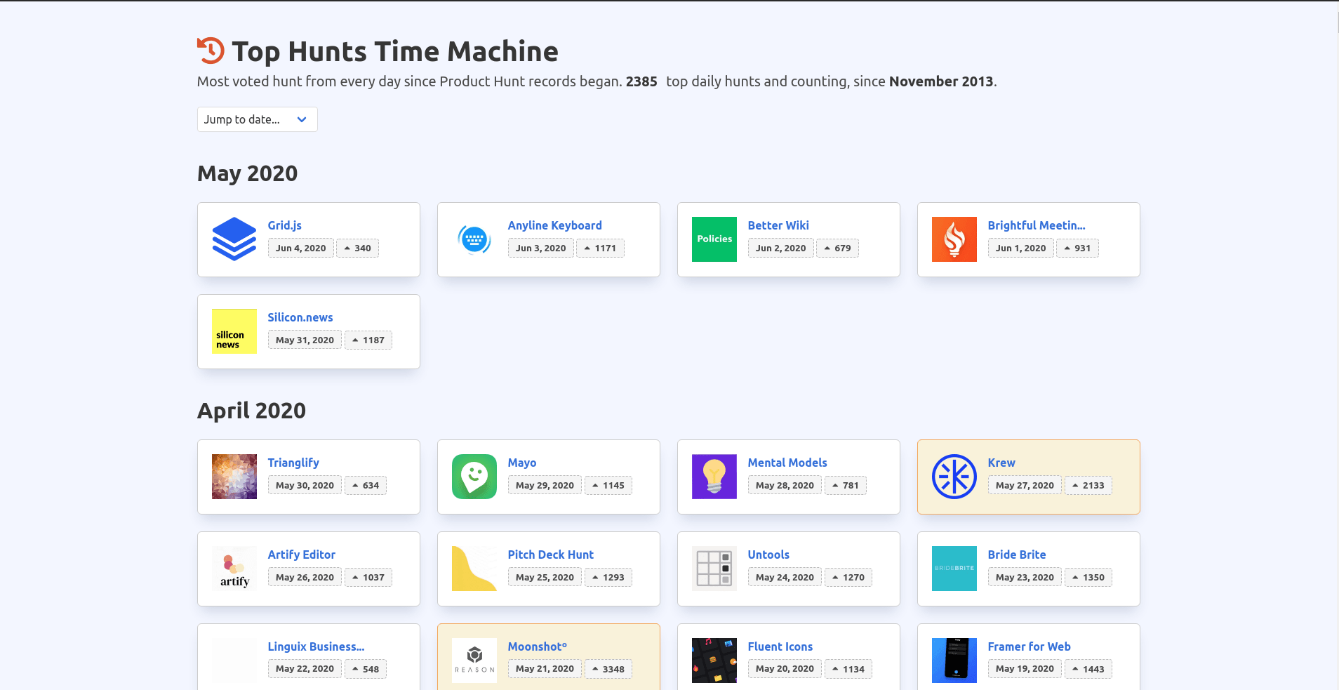 Top Hunts Time Machine landing page