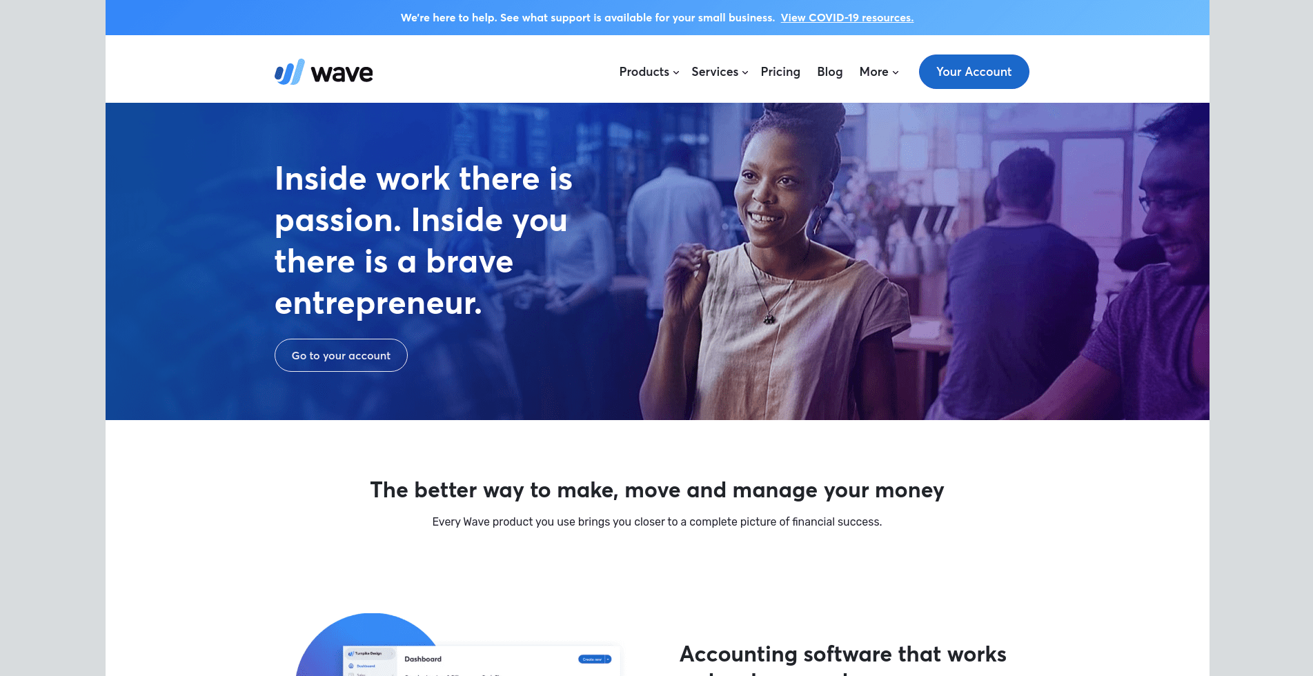 Wave landing page