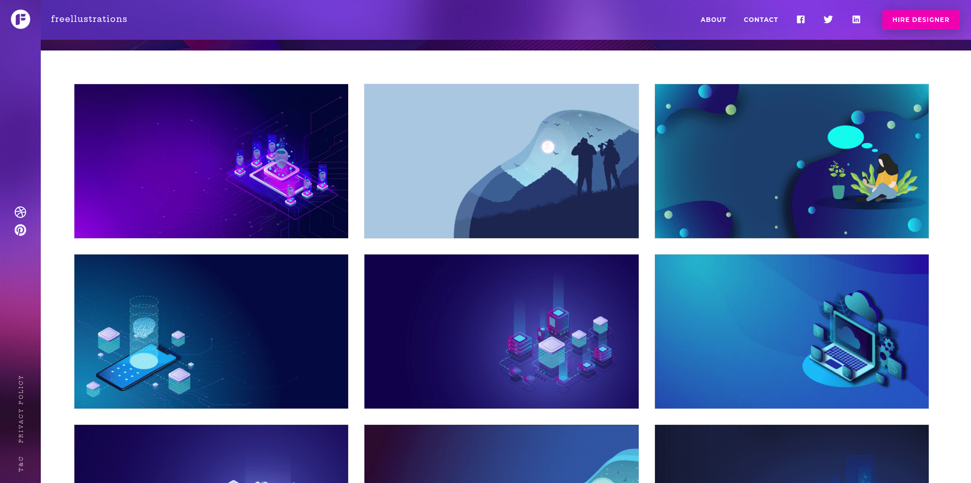 Free Illustrations landing page