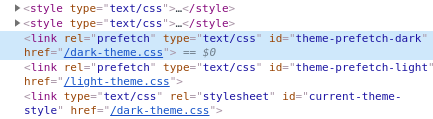 Style tags before pre-fetched stylesheets. 