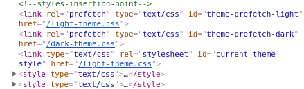 Style tags after pre-fetches stylesheets.