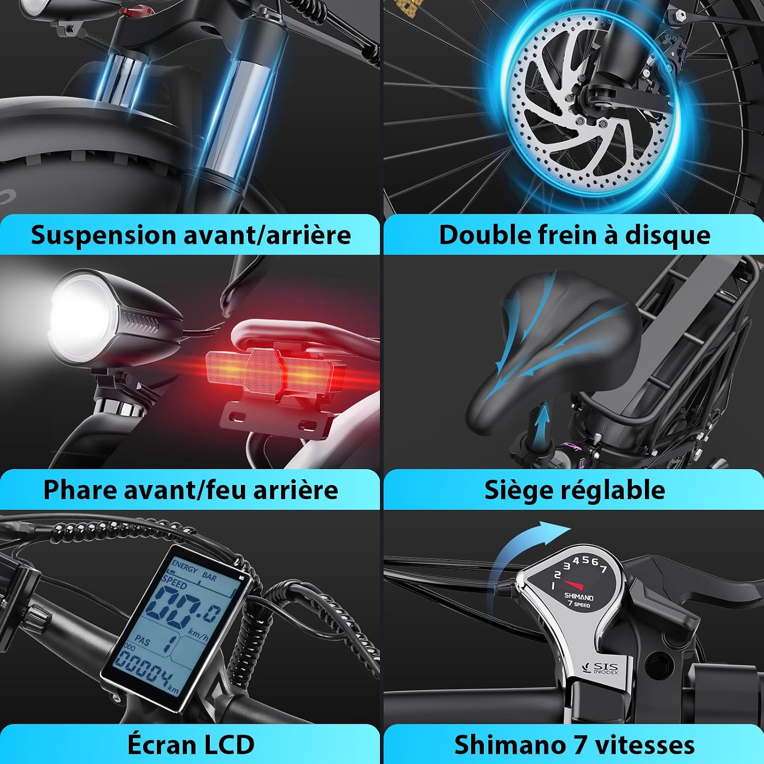 YVY H20 foldable electric bike 20" 7 speeds dual suspension — Image 5 of 9
