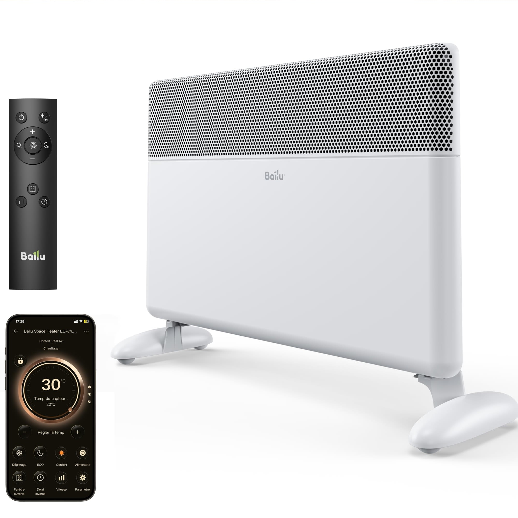 Ballu 2000 W inertia radiator connected Wi‑Fi – wall‑mounted and freestanding — Image 10 of 11