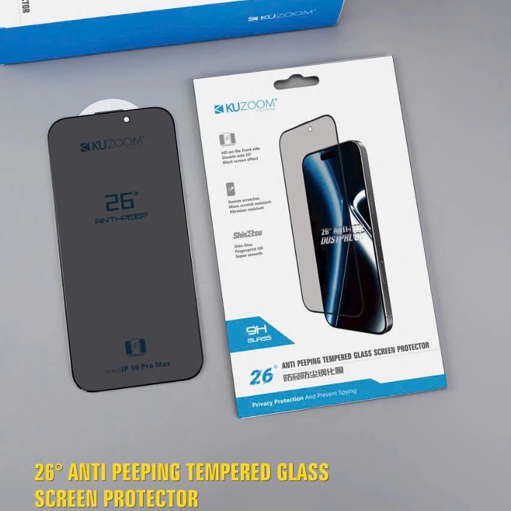 Kuzoom 20° Privacy Large Arc Anti-Peep Screen Glass Protector for iPhone 17 Series