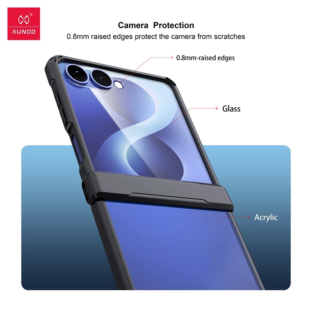 Xundd Military Grade Shockproof Soft TPU Bumper Protective with Glass protector Cover For Samsung Galaxy Z flip 8