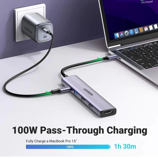 UGREEN CM511 (15596) USB-C Multifunction 5-in-1 Docking Station, 100W PD Pass-through