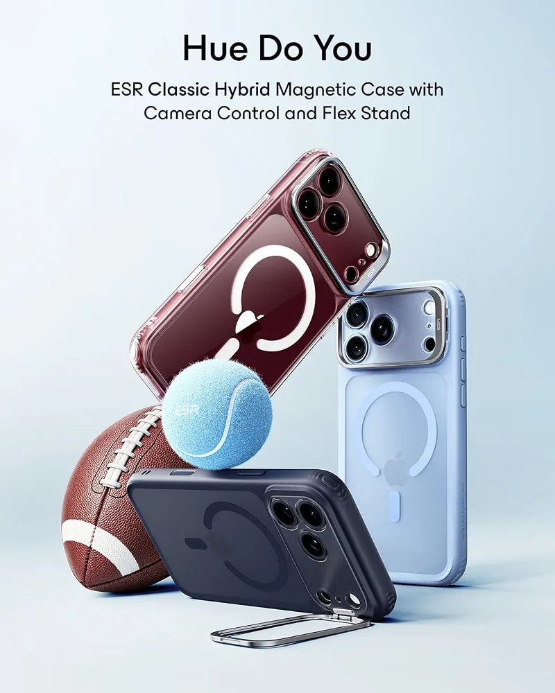 ESR Classic Hybrid Magnetic case Camara Control Flex Stand for iPhone 18 Pro Max