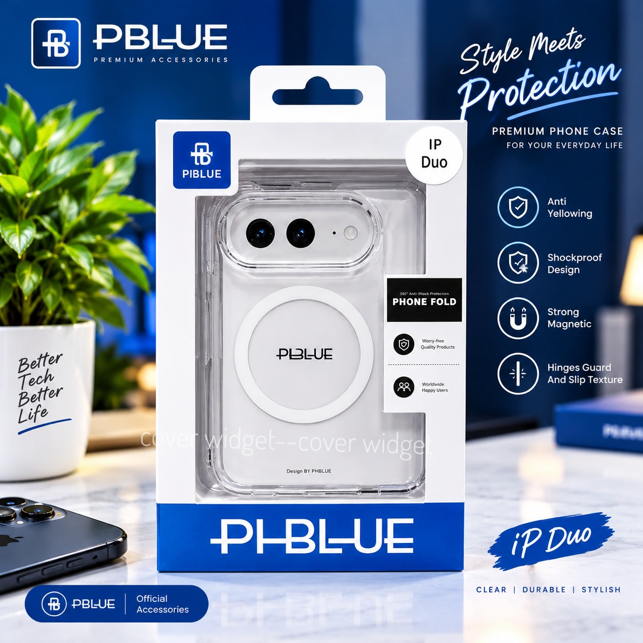Piblue Anti-Yellowing Magnetic Case for iPhone Duo