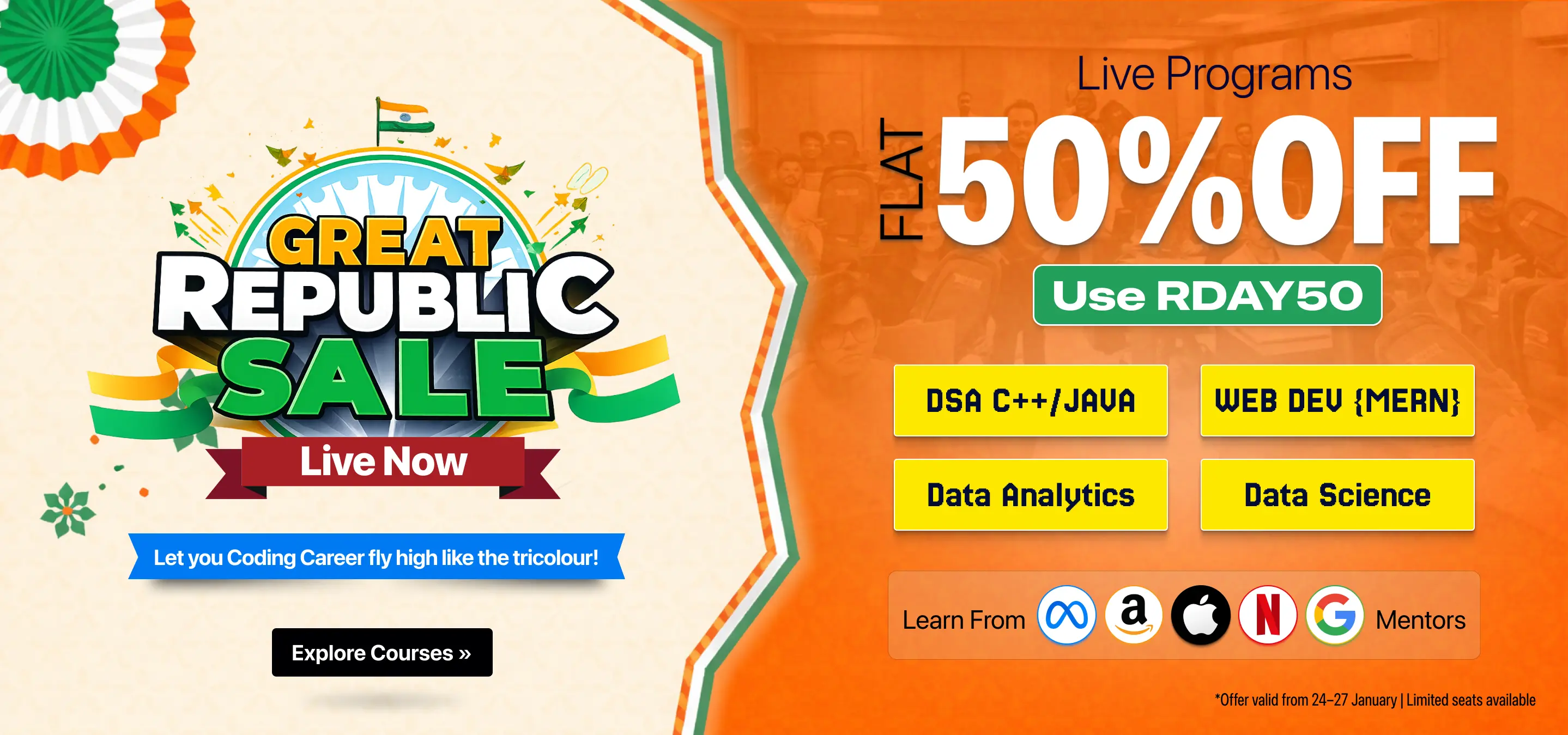Republic day sale banner for lIve