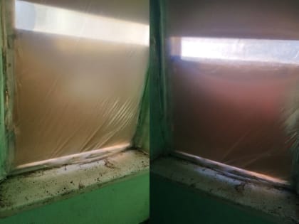 Воронежцы пожаловались на рабочих, «застекливших» битые окна целлофаном
