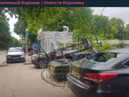 Мусоровоз повалил столб на&nbsp;припаркованные авто в&nbsp;Воронеже