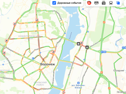 9-балльные пробки сковали воронежские улицы вечером в пятницу