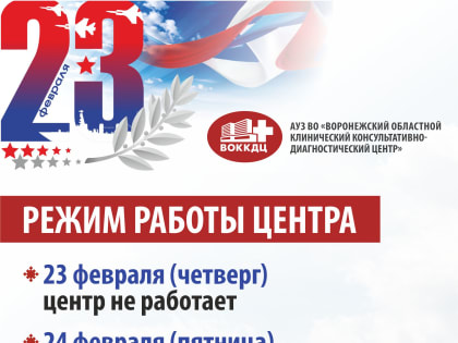 Режим работы центра праздничные дни в честь Дня защитника Отечества.