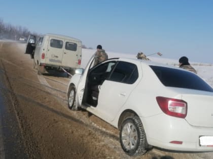 В Воронежской области полицейские помогли улетевшей в кювет на Renault Logan автомобилистке