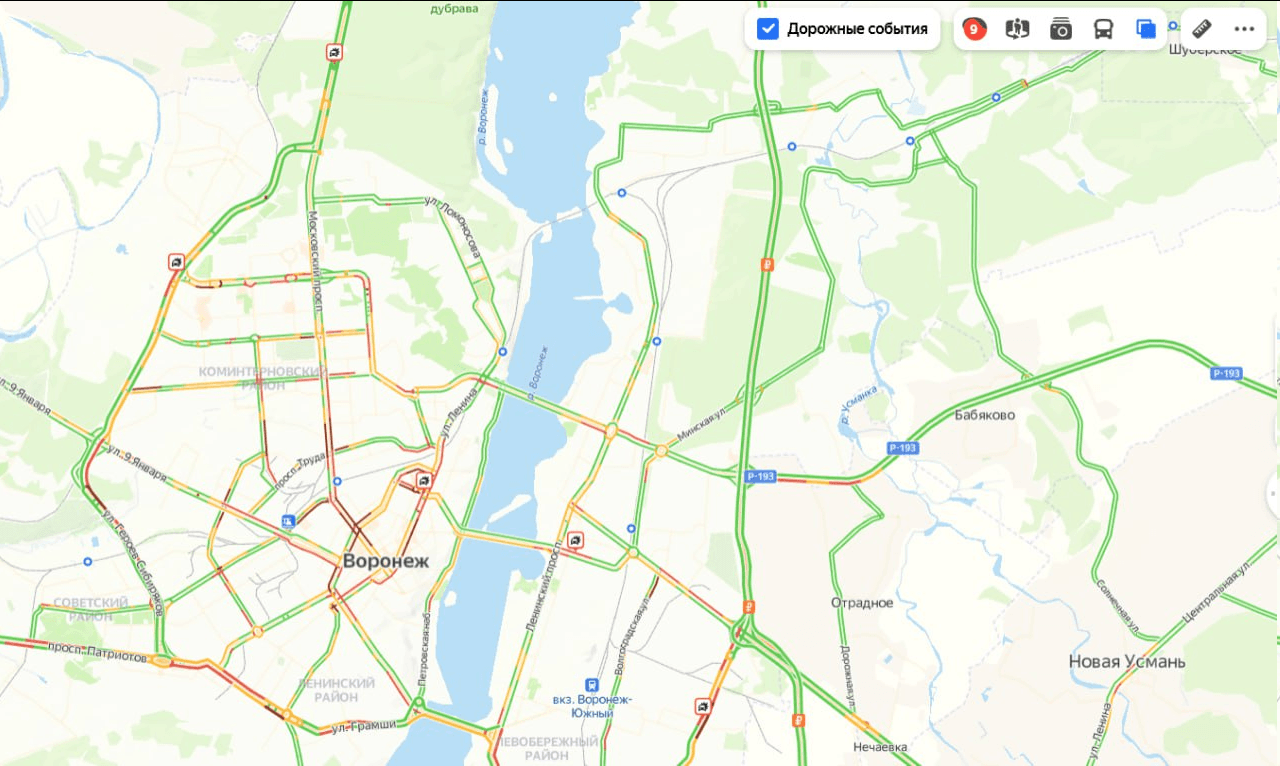 Пробки воронеж карта смотреть сейчас