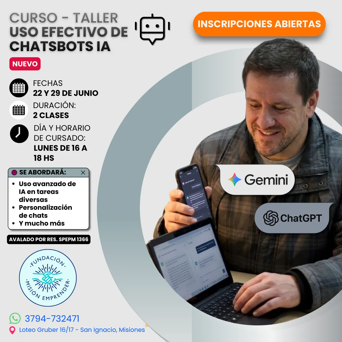 Flyer del curso Uso Efectivo de Chatbots IA