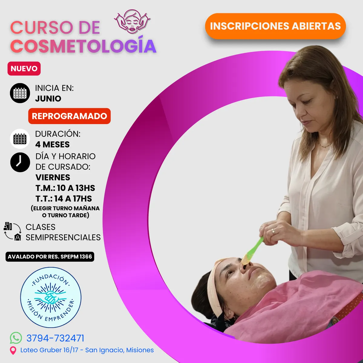 Flyer del curso de Cosmetología