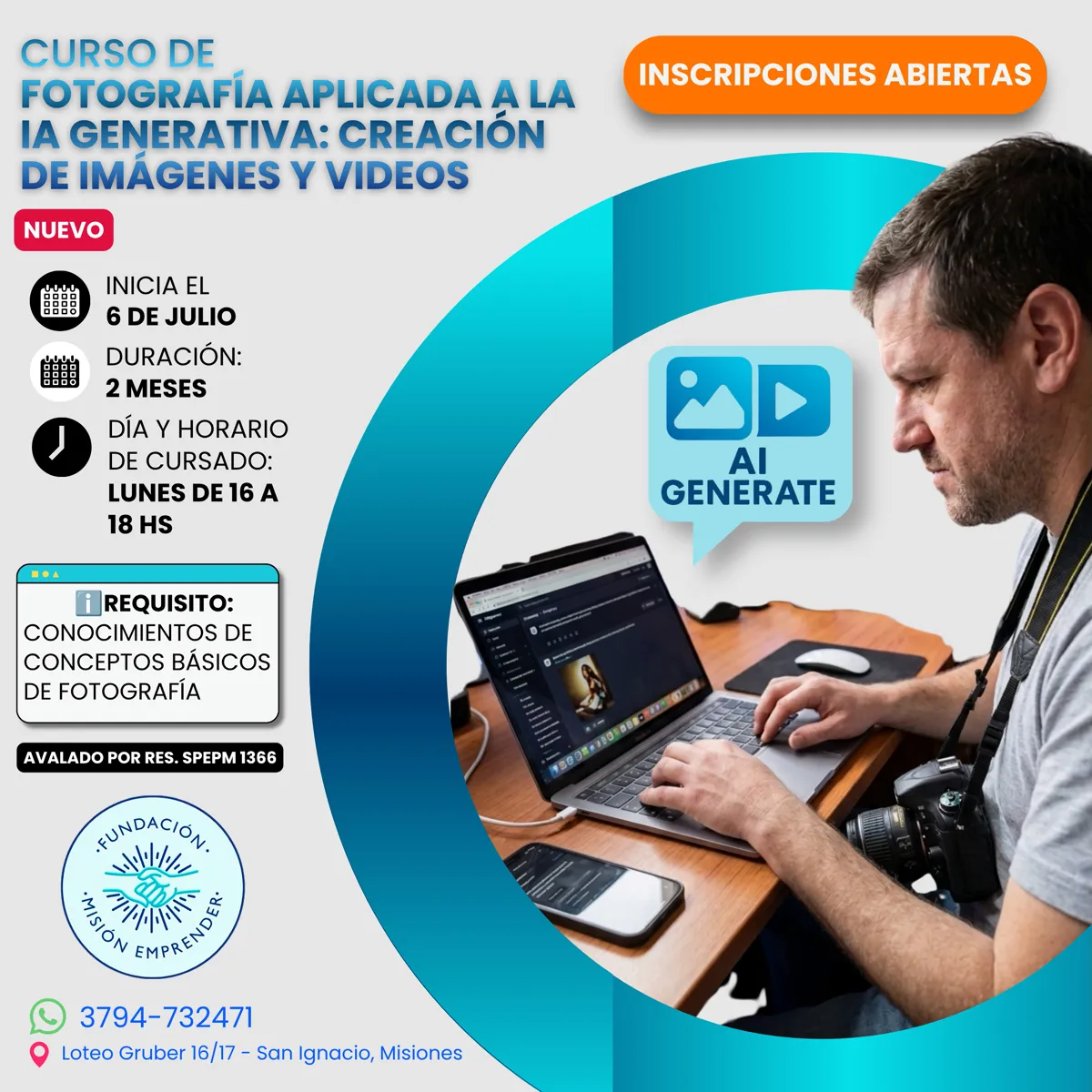 Flyer del curso Fotografía Aplicada a la IA Generativa