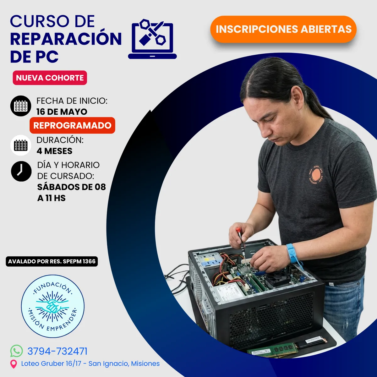 Flyer del curso Técnico Reparador de PC