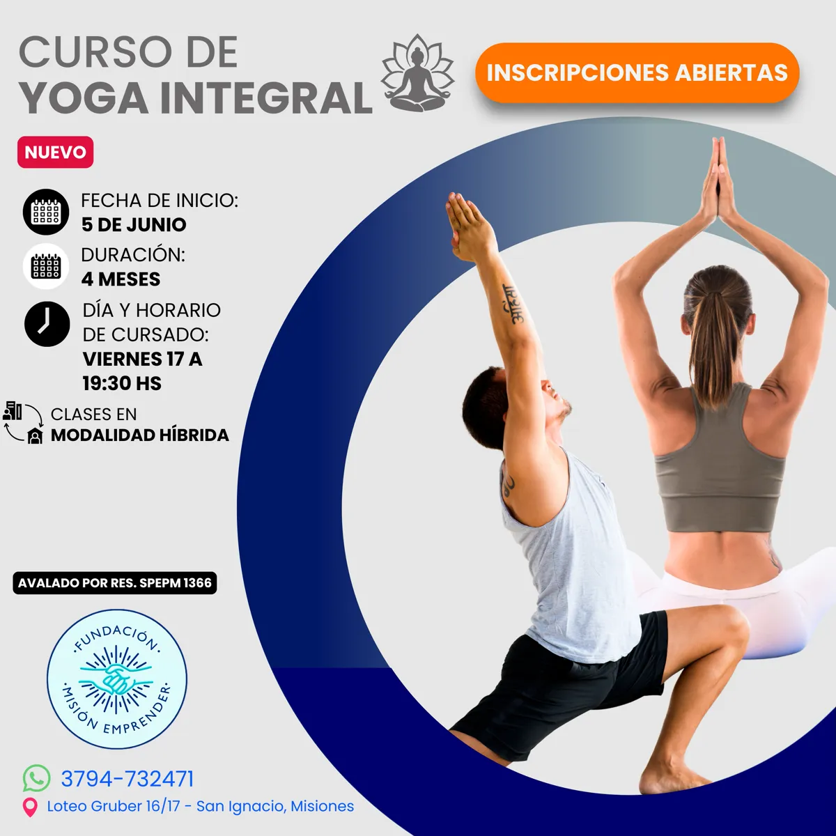 Flyer del curso de Yoga Integral