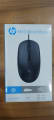 Front view of HP M10 Wired Mouse packaging showing mouse image and DPI specifications
