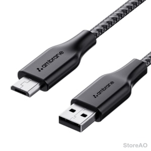 Ambrane 60W Fast Charging Braided Micro USB Cable 1.5m