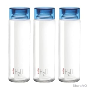 CELLO water bottles 920 ml Set of 3_Blue H2O Glass Pcs for Office