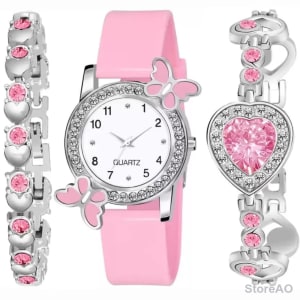 Acnos Wrist Watches Premium Pink Dial with Diamond Bracelet
