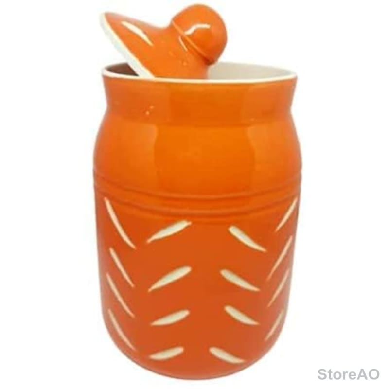 Ceramic Storage Jars Orange 2 Front View