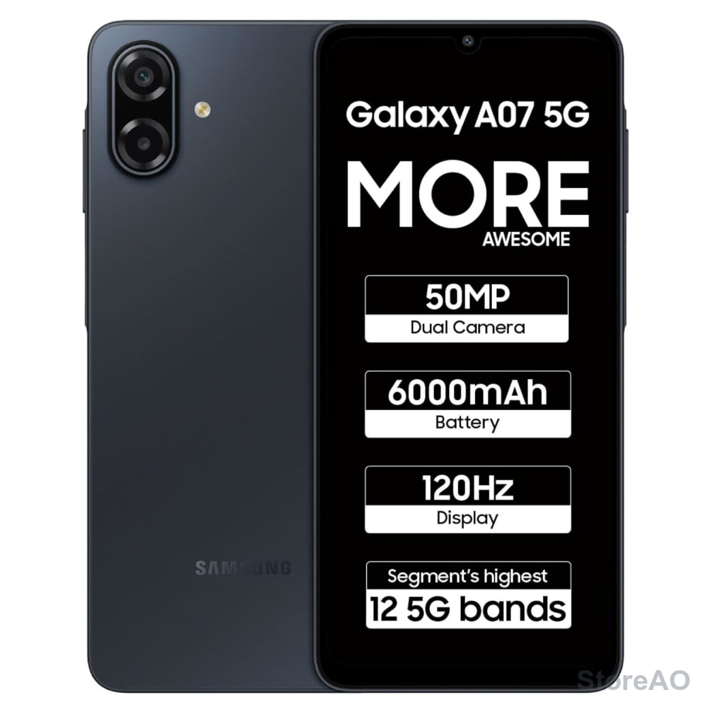 Samsung smartphones 6000mah Black 3.5mm 3.5 mm Galaxy A07 (Black,